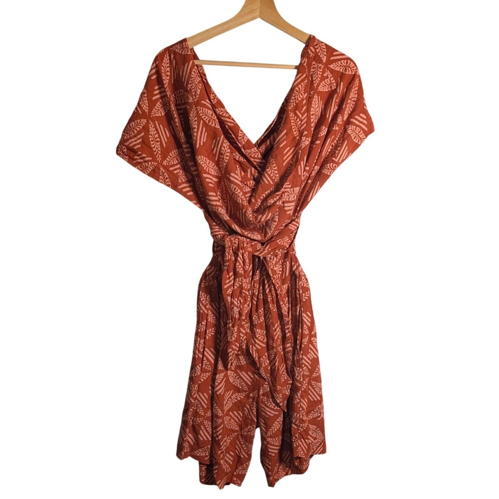 Noa‎ Noa Hawaii Terracotta Convertible Wrap Jumpsuit Small Cotton Handmade Bali